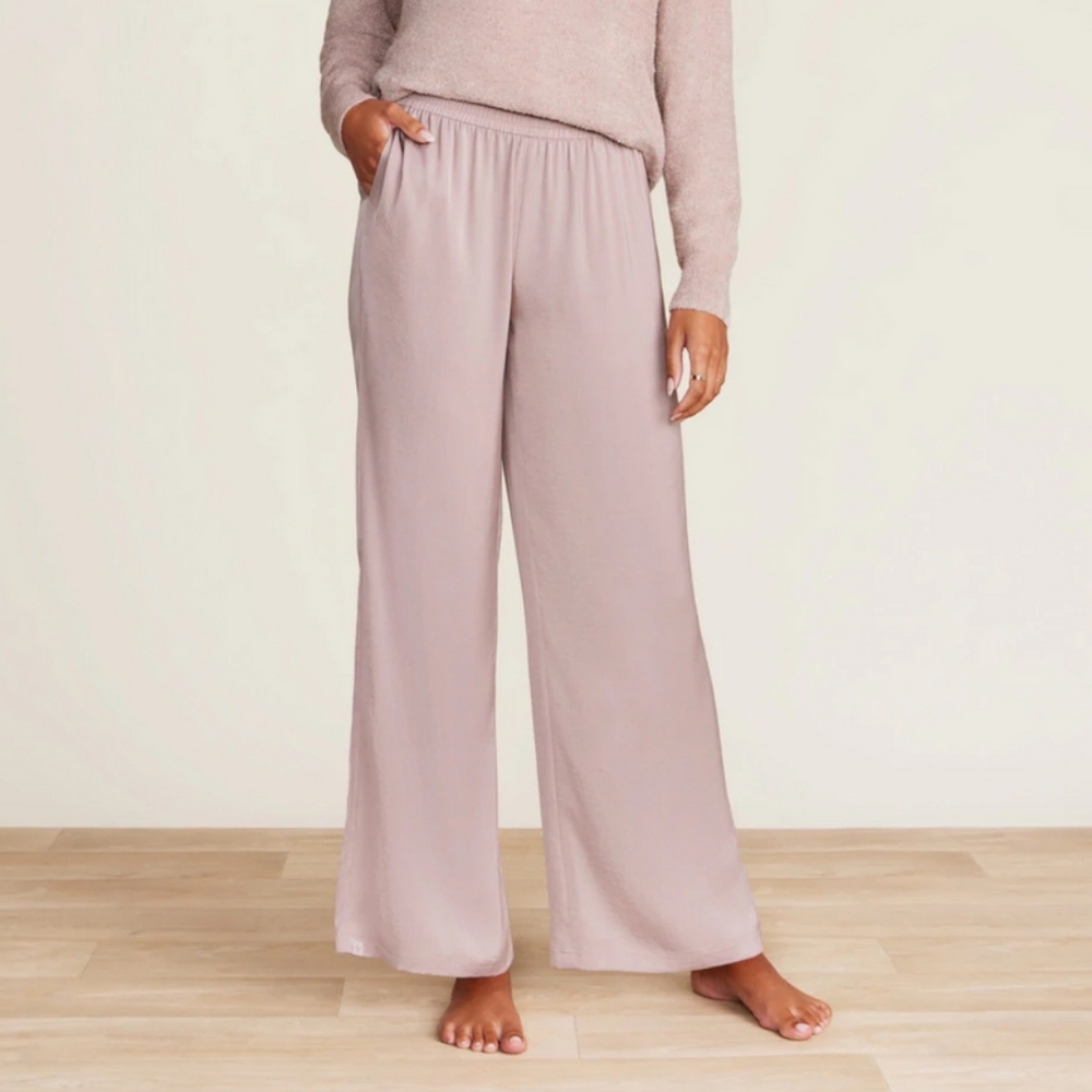 BAREFOOT DREAMS Washed Satin Wide Leg Pants Pink Clay Size Large